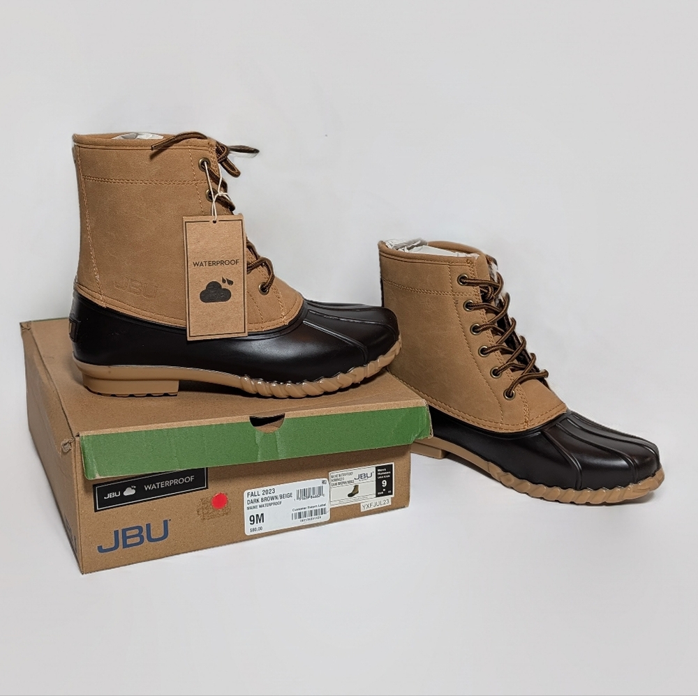 JBU Maine Men’s Waterproof Duck Boots Brown Beige Size 9M